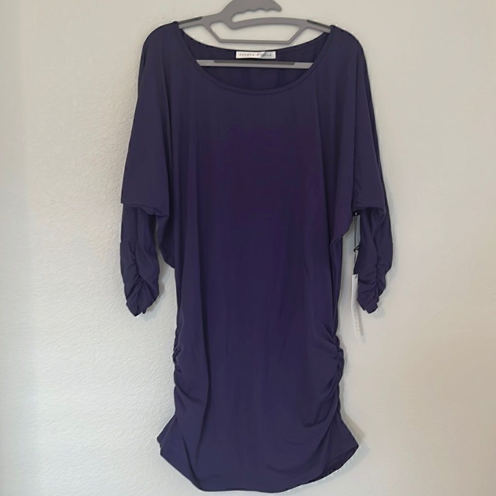 Nwt - Susana Monaco Long Sleeve Ruched Shirt Dress